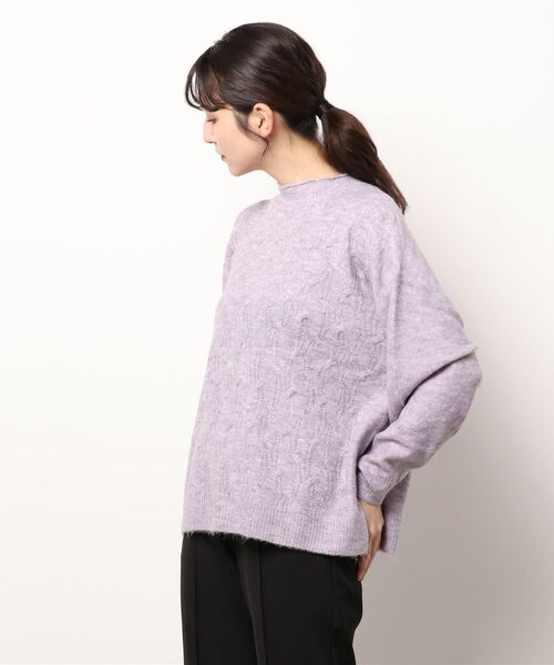 ehka sopo（エヘカソポ）の「もちもちケーブルニット（ニット/セーター・レディース・ベージュ/ピンク/ミント/ラベンダー・ﾌﾘ-）」の10枚目の写真