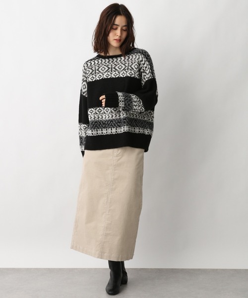 LEPSIM（レプシィム）の「3ゲージジャガードアミガラプルオーバー　257609（ニット/セーター・レディース・ブラック/ブラウン・FREE）」の3枚目の写真