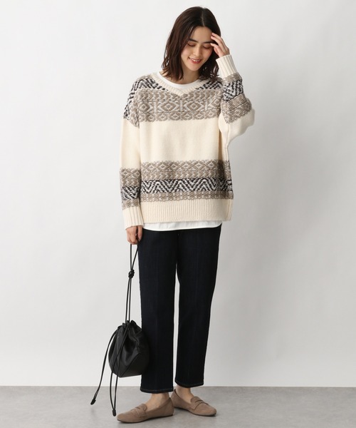 LEPSIM（レプシィム）の「3ゲージジャガードアミガラプルオーバー　257609（ニット/セーター・レディース・ブラック/ブラウン・FREE）」の5枚目の写真