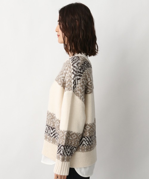 LEPSIM（レプシィム）の「3ゲージジャガードアミガラプルオーバー　257609（ニット/セーター・レディース・ブラック/ブラウン・FREE）」の8枚目の写真