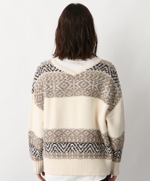 LEPSIM（レプシィム）の「3ゲージジャガードアミガラプルオーバー　257609（ニット/セーター・レディース・ブラック/ブラウン・FREE）」の9枚目の写真