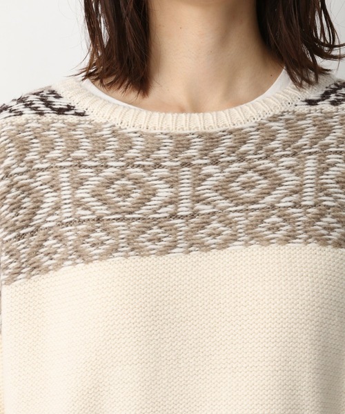 LEPSIM（レプシィム）の「3ゲージジャガードアミガラプルオーバー　257609（ニット/セーター・レディース・ブラック/ブラウン・FREE）」の10枚目の写真