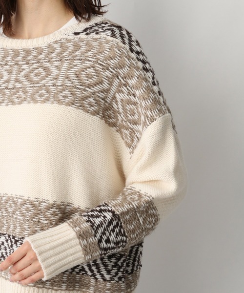 LEPSIM（レプシィム）の「3ゲージジャガードアミガラプルオーバー　257609（ニット/セーター・レディース・ブラック/ブラウン・FREE）」の11枚目の写真