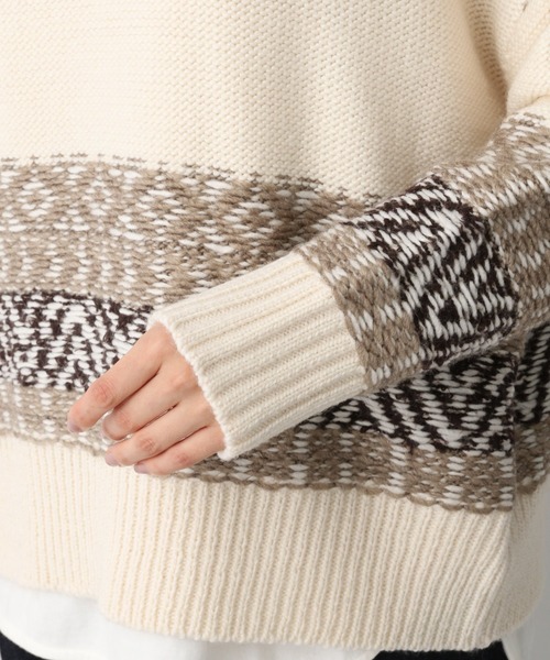 LEPSIM（レプシィム）の「3ゲージジャガードアミガラプルオーバー　257609（ニット/セーター・レディース・ブラック/ブラウン・FREE）」の12枚目の写真