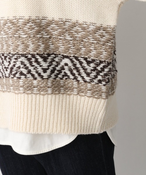 LEPSIM（レプシィム）の「3ゲージジャガードアミガラプルオーバー　257609（ニット/セーター・レディース・ブラック/ブラウン・FREE）」の13枚目の写真