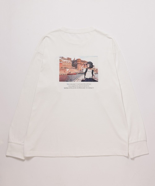 JUNRED（ジュンレッド）の「HIS×JUNRed feat.msy. ロングTシャツ（Tシャツ/カットソー・メンズ・ホワイト/チャコールグレー/ミント・LL/M/L）」の6枚目の写真