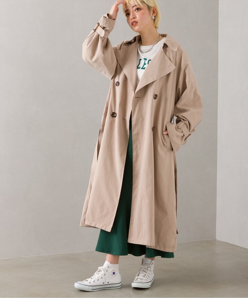 SpRay（スプレイ）の「【WEB限定】ピ－チキャンディスリーブＢＩＧトレンチコート（トレンチコート・レディース・ベージュ/カーキ/ブルー/ライトベージュ/グレイッシュベージュ・MEDIUM/LARGE）」の10枚目の写真