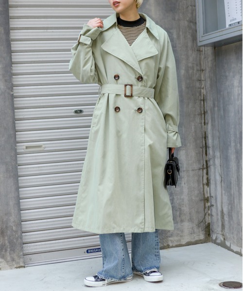SpRay（スプレイ）の「【WEB限定】ピ－チキャンディスリーブＢＩＧトレンチコート（トレンチコート・レディース・ベージュ/カーキ/ブルー/ライトベージュ/グレイッシュベージュ・MEDIUM/LARGE）」の19枚目の写真