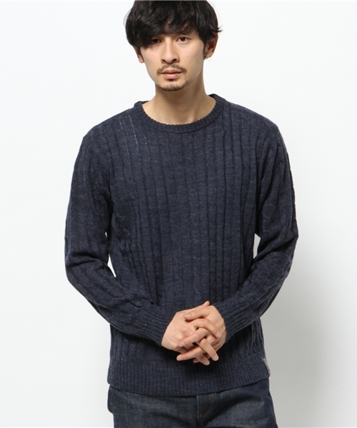 CIAOPANIC TYPY（チャオパニックティピー）の「【ロープライスアイテム】ウールアクリルケーブルクルー（ニット/セーター・メンズ・ホワイト/ネイビー/グレー・LARGE/MEDIUM/SMALL）」の4枚目の写真