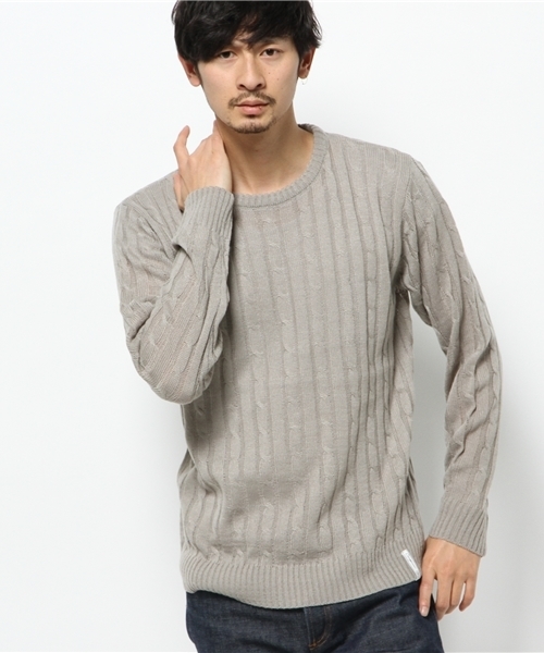 CIAOPANIC TYPY（チャオパニックティピー）の「【ロープライスアイテム】ウールアクリルケーブルクルー（ニット/セーター・メンズ・ホワイト/ネイビー/グレー・LARGE/MEDIUM/SMALL）」の3枚目の写真