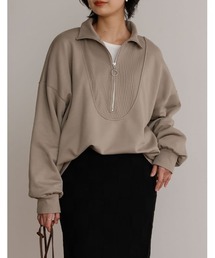 ハーフZIP裏毛ビッグプルオーバー