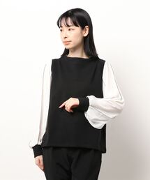 Jines | 袖刺繍・異素材ドッキングハイネックプルオーバー(シャツ/ブラウス)