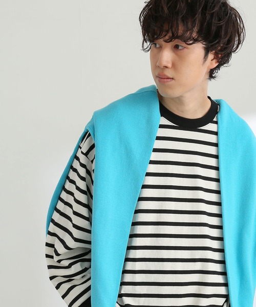 SENSE OF PLACE by URBAN RESEARCH（センスオブプレイスバイアーバンリサーチ）の「ボーダーエクストラルーズロンTシャツ（Tシャツ/カットソー・メンズ・ブラック/ネイビー/グリーン・MEDIUM/LARGE）」の4枚目の写真