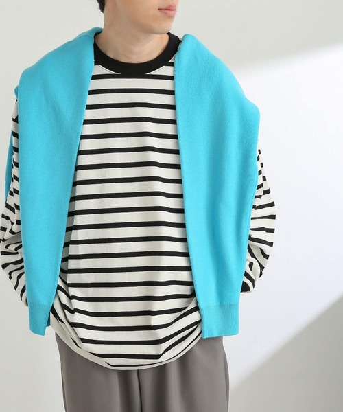 SENSE OF PLACE by URBAN RESEARCH（センスオブプレイスバイアーバンリサーチ）の「ボーダーエクストラルーズロンTシャツ（Tシャツ/カットソー・メンズ・ブラック/ネイビー/グリーン・MEDIUM/LARGE）」の5枚目の写真