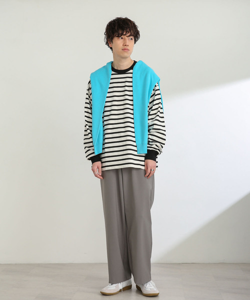 SENSE OF PLACE by URBAN RESEARCH（センスオブプレイスバイアーバンリサーチ）の「ボーダーエクストラルーズロンTシャツ（Tシャツ/カットソー・メンズ・ブラック/ネイビー/グリーン・MEDIUM/LARGE）」の7枚目の写真