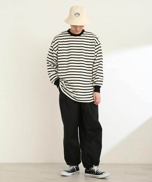 SENSE OF PLACE by URBAN RESEARCH（センスオブプレイスバイアーバンリサーチ）の「ボーダーエクストラルーズロンTシャツ（Tシャツ/カットソー・メンズ・ブラック/ネイビー/グリーン・MEDIUM/LARGE）」の10枚目の写真