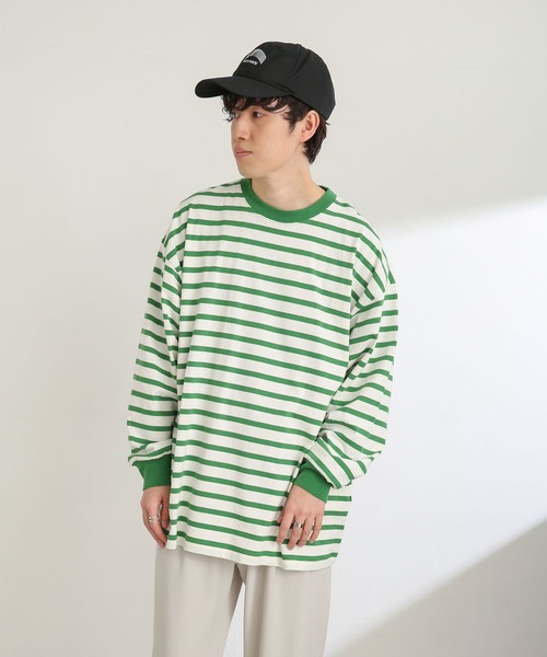 SENSE OF PLACE by URBAN RESEARCH（センスオブプレイスバイアーバンリサーチ）の「ボーダーエクストラルーズロンTシャツ（Tシャツ/カットソー・メンズ・ブラック/ネイビー/グリーン・MEDIUM/LARGE）」の16枚目の写真