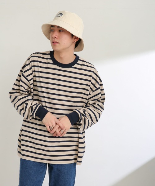 SENSE OF PLACE by URBAN RESEARCH（センスオブプレイスバイアーバンリサーチ）の「ボーダーエクストラルーズロンTシャツ（Tシャツ/カットソー・メンズ・ブラック/ネイビー/グリーン・MEDIUM/LARGE）」の21枚目の写真