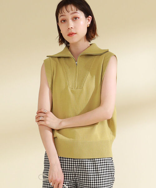 Ray BEAMS（レイビームス）の「Ray BEAMS / ビッグ カラー ハーフ ジップ ベスト（ベスト・レディース・イエロー/ロイヤルブルー/ナチュラル・ONE SIZE）」の12枚目の写真