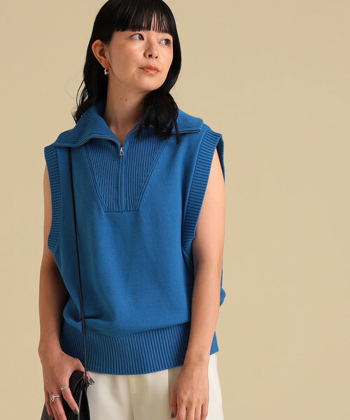 Ray BEAMS（レイビームス）の「Ray BEAMS / ビッグ カラー ハーフ ジップ ベスト（ベスト・レディース・イエロー/ロイヤルブルー/ナチュラル・ONE SIZE）」の8枚目の写真