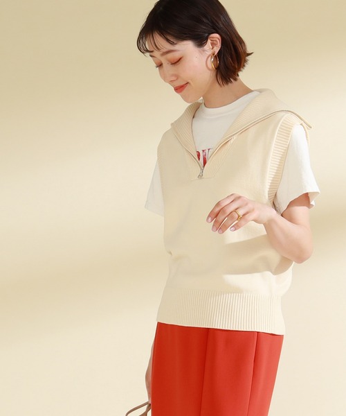 Ray BEAMS（レイビームス）の「Ray BEAMS / ビッグ カラー ハーフ ジップ ベスト（ベスト・レディース・イエロー/ロイヤルブルー/ナチュラル・ONE SIZE）」の19枚目の写真