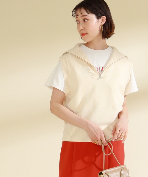 Ray BEAMS（レイビームス）の「Ray BEAMS / ビッグ カラー ハーフ ジップ ベスト（ベスト・レディース・イエロー/ロイヤルブルー/ナチュラル・ONE SIZE）」の21枚目の写真