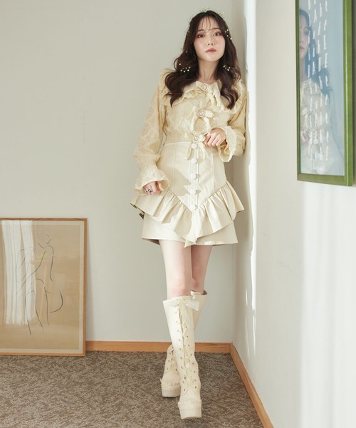 新品タグ付き★PING ★レディース スカート S ホワイト フリル フリルチュールティアードスカート【期間限定価格】 | axes femme