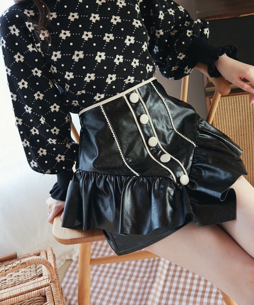 Swankiss(スワンキス)の「SX leather frill S/K(スカート・レディース・ピンク/ホワイト/ブラック・FREE)」の14枚目の写真