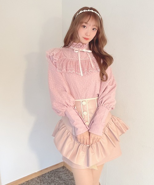 Swankiss(スワンキス)の「SX leather frill S/K(スカート・レディース・ピンク/ホワイト/ブラック・FREE)」の6枚目の写真