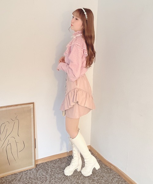 Swankiss(スワンキス)の「SX leather frill S/K(スカート・レディース・ピンク/ホワイト/ブラック・FREE)」の12枚目の写真