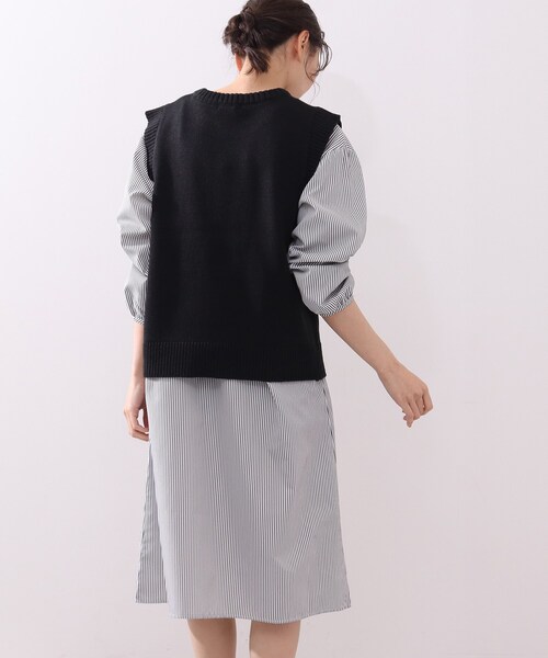 DRESKIP(ドレスキップ)の「◆【2点セット】ニットベスト×チュニックシャツワンピース(ワンピース・レディース・ブラック/グリーン/サンドベージュ・02/03)」の16枚目の写真