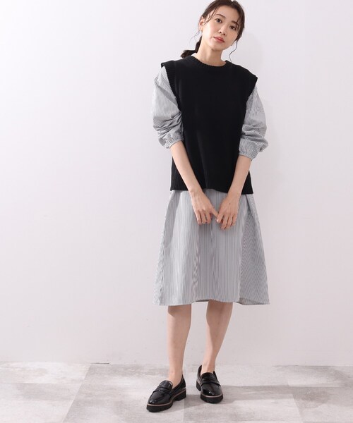 DRESKIP(ドレスキップ)の「◆【2点セット】ニットベスト×チュニックシャツワンピース(ワンピース・レディース・ブラック/グリーン/サンドベージュ・02/03)」の17枚目の写真
