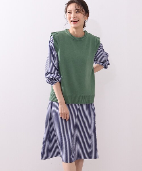 DRESKIP(ドレスキップ)の「◆【2点セット】ニットベスト×チュニックシャツワンピース(ワンピース・レディース・ブラック/グリーン/サンドベージュ・02/03)」の21枚目の写真