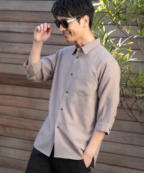 UNION STATION（ユニオンステーション）の「【セットアップ対応】【AIR LIGHT -Flux version-】七分袖レギュラーカラーシャツ（シャツ/ブラウス・メンズ・ベージュ/グレイッシュベージュ/ライトブルー/レッド/ネイビー・LL/L/M）」の2枚目の写真
