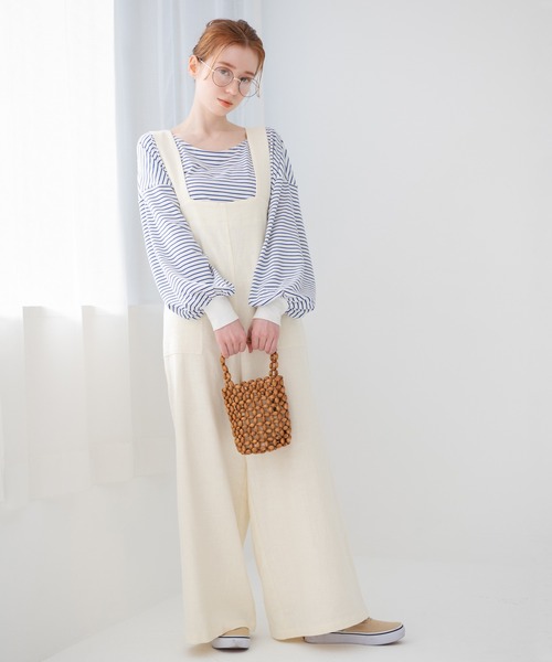 Crisp（クリスプ）の「ボリュームスリーブボーダーTシャツ（Tシャツ/カットソー・レディース・ブラウン/ピンク/ブルー・FREE）」の4枚目の写真