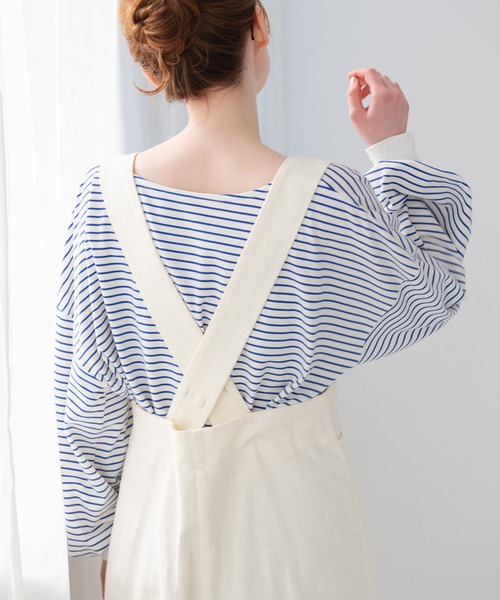 Crisp（クリスプ）の「ボリュームスリーブボーダーTシャツ（Tシャツ/カットソー・レディース・ブラウン/ピンク/ブルー・FREE）」の11枚目の写真