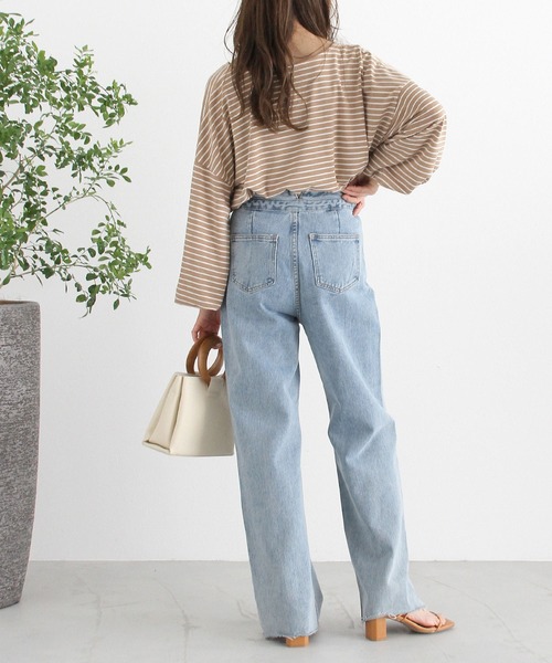 Crisp（クリスプ）の「ボリュームスリーブボーダーTシャツ（Tシャツ/カットソー・レディース・ブラウン/ピンク/ブルー・FREE）」の14枚目の写真