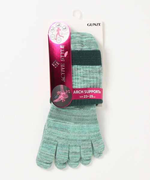 GUNZE(グンゼ)の「ACTIVE STYLE/アクティブスタイル アーチサポート 5本指ソックス ショート丈(ソックス/靴下・レディース・スモークピンク/ブルー系その他/ブラック/ネイビー/パープル系その他/ライトグレー/グリーン系その他/ホワイト/イエロー系その他/ライム/オレンジ/ブラック系その他・23-25)」の6枚目の写真