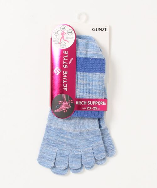 GUNZE(グンゼ)の「ACTIVE STYLE/アクティブスタイル アーチサポート 5本指ソックス ショート丈(ソックス/靴下・レディース・スモークピンク/ブルー系その他/ブラック/ネイビー/パープル系その他/ライトグレー/グリーン系その他/ホワイト/イエロー系その他/ライム/オレンジ/ブラック系その他・23-25)」の8枚目の写真