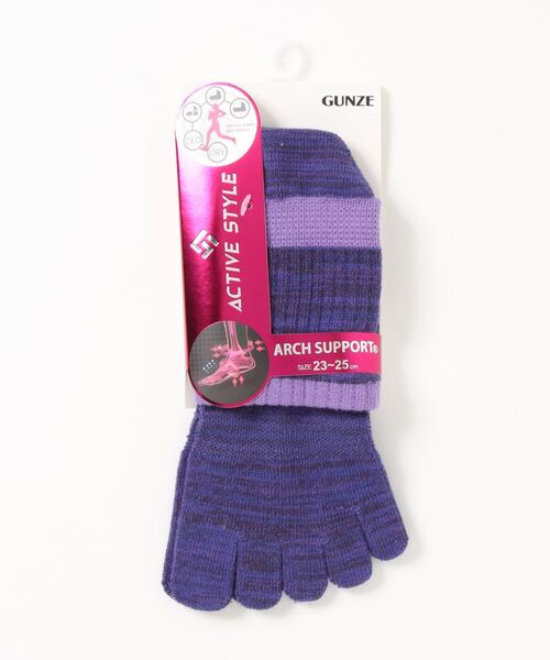GUNZE(グンゼ)の「ACTIVE STYLE/アクティブスタイル アーチサポート 5本指ソックス ショート丈(ソックス/靴下・レディース・スモークピンク/ブルー系その他/ブラック/ネイビー/パープル系その他/ライトグレー/グリーン系その他/ホワイト/イエロー系その他/ライム/オレンジ/ブラック系その他・23-25)」の9枚目の写真