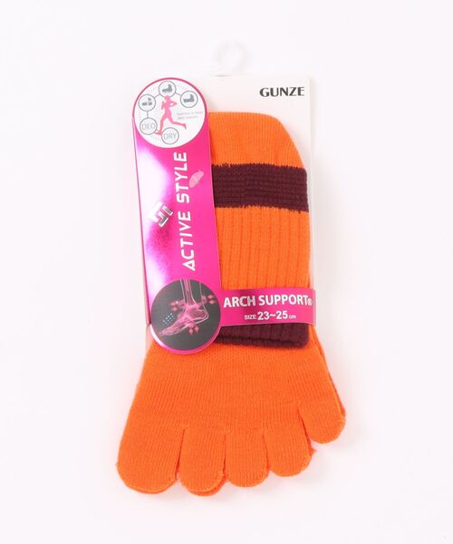 GUNZE(グンゼ)の「ACTIVE STYLE/アクティブスタイル アーチサポート 5本指ソックス ショート丈(ソックス/靴下・レディース・スモークピンク/ブルー系その他/ブラック/ネイビー/パープル系その他/ライトグレー/グリーン系その他/ホワイト/イエロー系その他/ライム/オレンジ/ブラック系その他・23-25)」の12枚目の写真