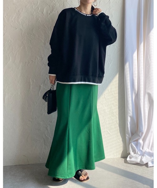 She's Closet(シーズクローゼット)の「ハイウエスト縦切り替え裾フレアロングポンチマーメイドスカート(スカート・レディース・ブラック/ブルー/グリーン/アイボリー/グレイッシュベージュ・FREE)」の22枚目の写真