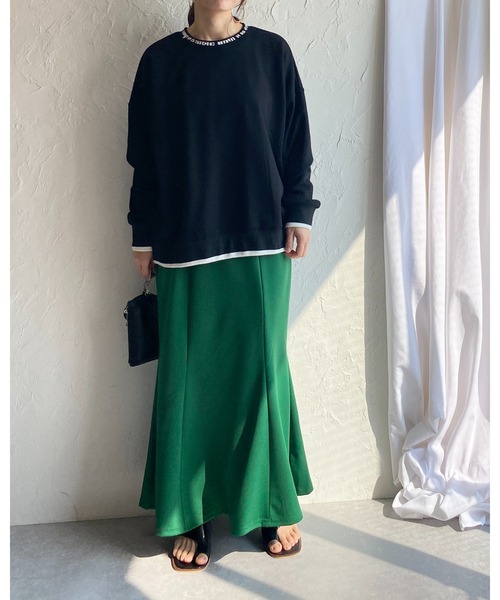 She's Closet(シーズクローゼット)の「ハイウエスト縦切り替え裾フレアロングポンチマーメイドスカート(スカート・レディース・ブラック/ブルー/グリーン/アイボリー/グレイッシュベージュ・FREE)」の16枚目の写真