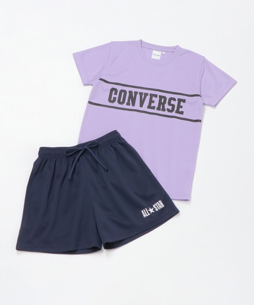 CONVERSE ALL STAR(コンバースオールスター)の「【WEB限定】【キッズ】CONVERSE コンバース 胸ロゴセットアップ(130~160cm)(セットアップ・キッズ・ワインレッド/ミント・150/160/140/130)」の1枚目の写真