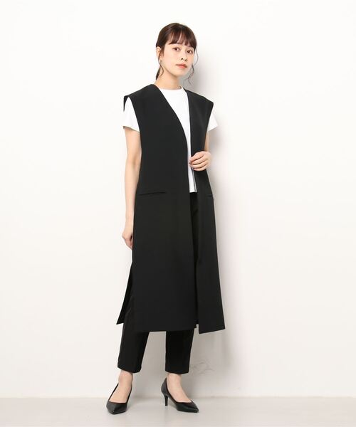 KOBE LETTUCE（コウベレタス）の「サイドスリットロングジレベスト（ベスト・レディース・ブラック/ブルー/グレイッシュベージュ/モカ・FREE）」の6枚目の写真