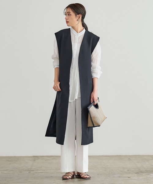 KOBE LETTUCE（コウベレタス）の「サイドスリットロングジレベスト（ベスト・レディース・ブラック/ブルー/グレイッシュベージュ/モカ・FREE）」の12枚目の写真