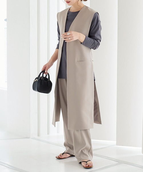 KOBE LETTUCE（コウベレタス）の「サイドスリットロングジレベスト（ベスト・レディース・ブラック/ブルー/グレイッシュベージュ/モカ・FREE）」の16枚目の写真