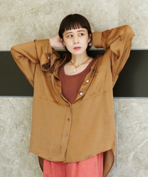 ROSE BUD（ローズバッド）の「シルクライクビッグシャツ（シャツ