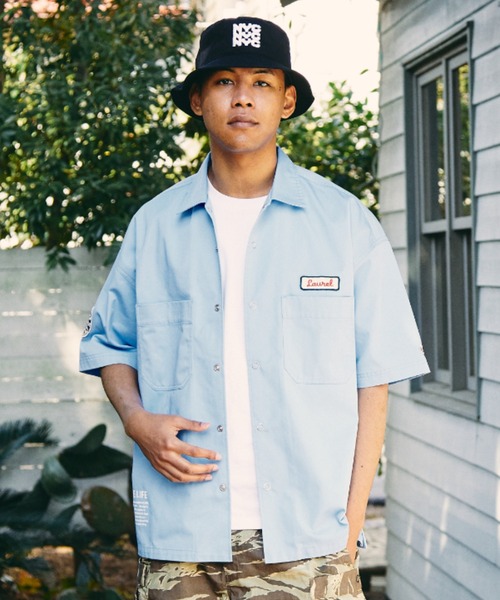 DEAR LAUREL（ディアローレル）の「DEAR LAUREL/ディアローレル ワイドシルエット 半袖シャツ D22S2401（シャツ/ブラウス・メンズ・グレー/ブラック/ブルー・M/L）」の15枚目の写真