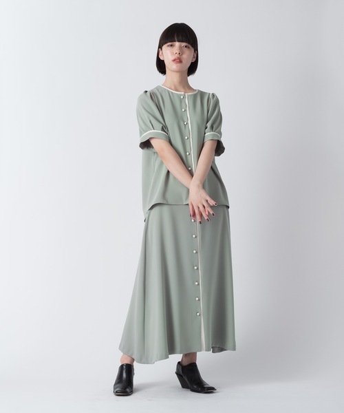 La SRIC（ラスリック）の「La SRIC / バイカラートリミングBL【セットアップ可】（シャツ/ブラウス・レディース・グリーン/グレー系その他・38）」の10枚目の写真